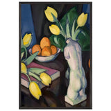 Yellow Tulips and Statuette by Samuel Peploe, framed poster